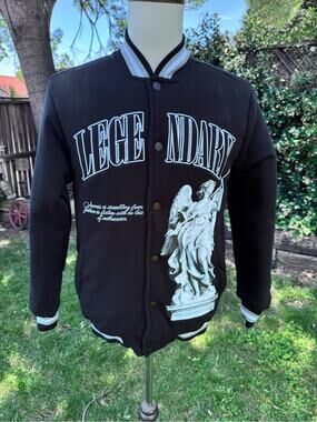 RGSTR Legendary Varsity Jacket Black Silver Limited Edition Mens Small